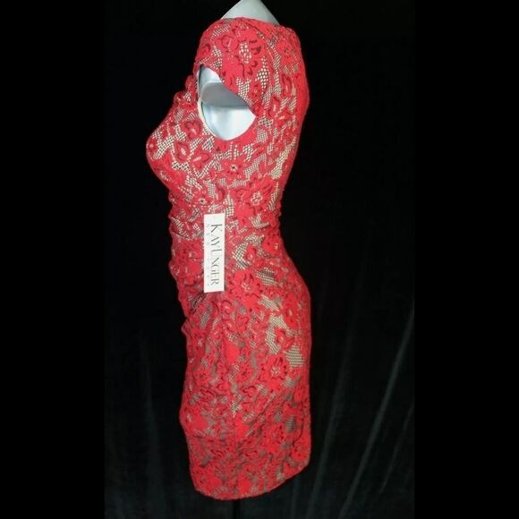 KAY UNGER NEW YORK RED LACE MIDI COCKTAIL DRESS SIZE 2 NWT - Picture 3 of 8